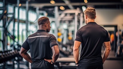 trainer coaching a client in a modern gym generative ai - obrazy, fototapety, plakaty
