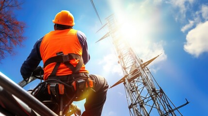 electrician repairing a power line generative ai