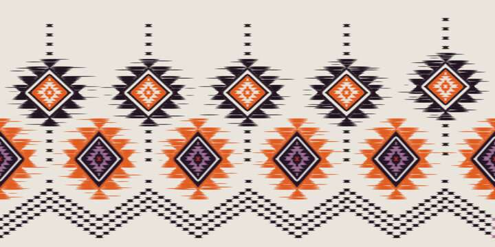 Ethnic abstract ikat art. Seamless pattern in tribal, folk embroidery, and Mexican style. Aztec geometric art ornament print.Design for carpet, wallpaper, clothing, wrapping, fabric, cover, textile.