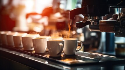 barista preparing coffee in a bustling cafe generative ai