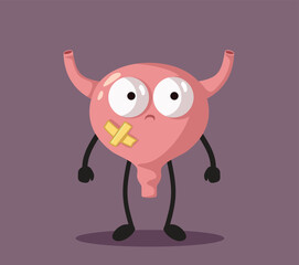 Sad Unhappy Bladder Internal Organ Vector Mascot Character. Conceptual illustration for cystectomy surgery 
