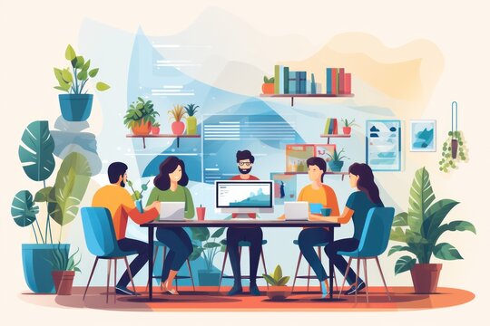 business meeting in conference room, Background Concept, artwork and digital art, Illustration, wallpaper, painting Abstract luxury, Mockup, generative AI