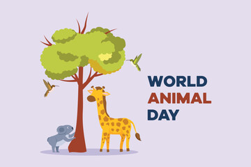 Fototapeta premium World Animal Day on October 4 concept. Colored flat vector illustration isolated. 