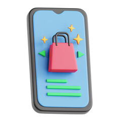 3D illustration of online shopping with an e-commerce icon