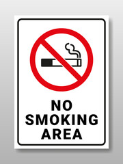 Sticker No Smoking area sign. Vector illustration on isolated background.
