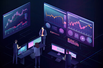 Financial company office illustration. Generative AI.