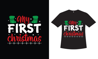 Christmas T-Shirt Design, Merry Christmas T-Shirt Design Template 