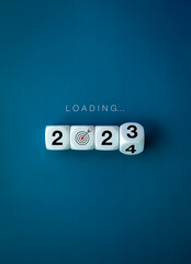 Loading to Merry christmas and happy new year 2024 banner background. Loading, text appears on...