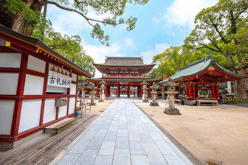 Fukuoka, Japan - Nov 30 2022: Dazaifu Tenmangu  shgrine dedicated to the spirit of Sugawara Michizane, a scholar and politician of the Heian Period