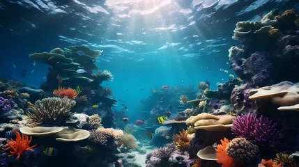  beautiful underwater scenery with various types of fish and coral reefs © ginstudio