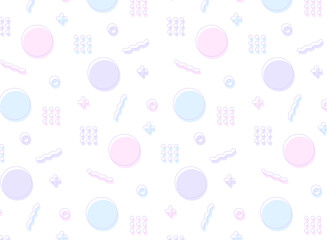 レトロポップなアニメ風幾何学模様のメンフィスシームレスパターン