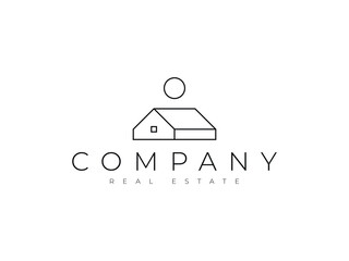 house with sun. real estate logo design