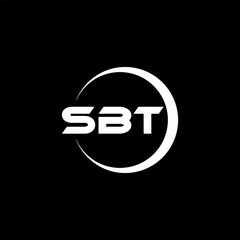 SBT letter logo design with black background in illustrator, cube logo, vector logo, modern alphabet font overlap style. calligraphy designs for logo, Poster, Invitation, etc.