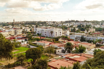Fototapeta na wymiar View of the skyline of Rabat city with white houses, Rabat, Morocco