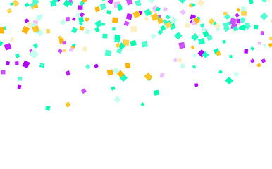 Rainbow Polka Background White Vector. Confetti Carnaval Design. Graphic Template. Orange Geometric New Illustration. Blue Congratulation.