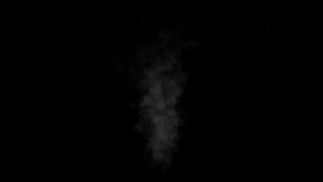 Video of thin smoke plume or steam column rising into the air, 4k with alpha channel for transparent background