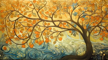 樹木の抽象画,Generative AI AI画像