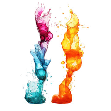 cascading lava lamp globules frozen in an abstract futuristic 3d texture isolated on a transparent background, generative ai