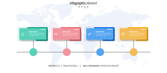 Vector infographics timeline design template with 3D paper label, integrated circles background. Timeline infographic design vector and marketing icons.
