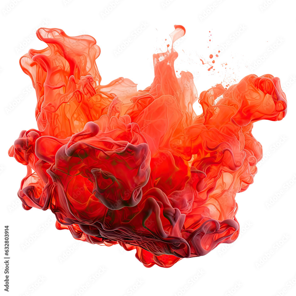 Wall mural flowing luminous lava frozen in an abstract futuristic 3d texture isolated on a transparent backgrou