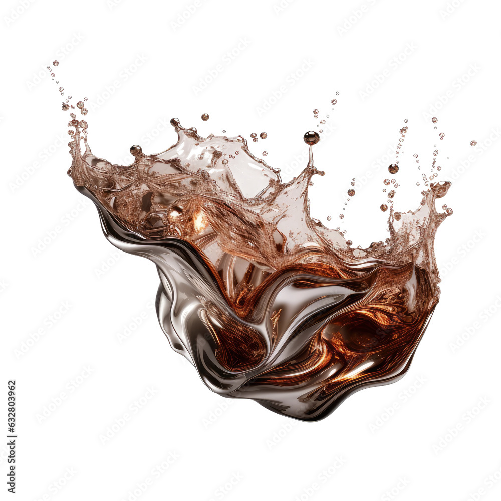 Sticker flowing molten metal frozen in an abstract futuristic 3d texture isolated on a transparent backgroun