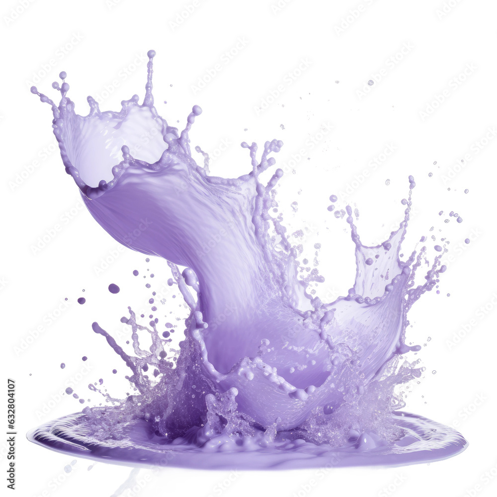 Wall mural frothing lavender foam frozen in an abstract futuristic 3d texture isolated on a transparent backgro