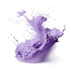 frothing lavender foam frozen in an abstract futuristic 3d texture isolated on a transparent background, generative ai