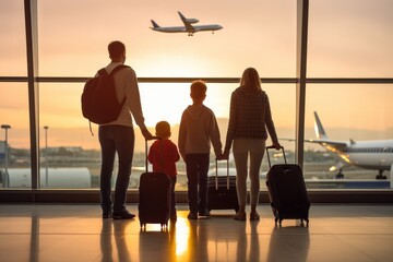 Family Trip Concept, family travel at airport,Time for family vacation, Generative AI - 632804530