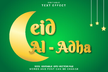 Eid Al-Adha Editable Text Effect 3D Emboss Modern Gold Gradient Style