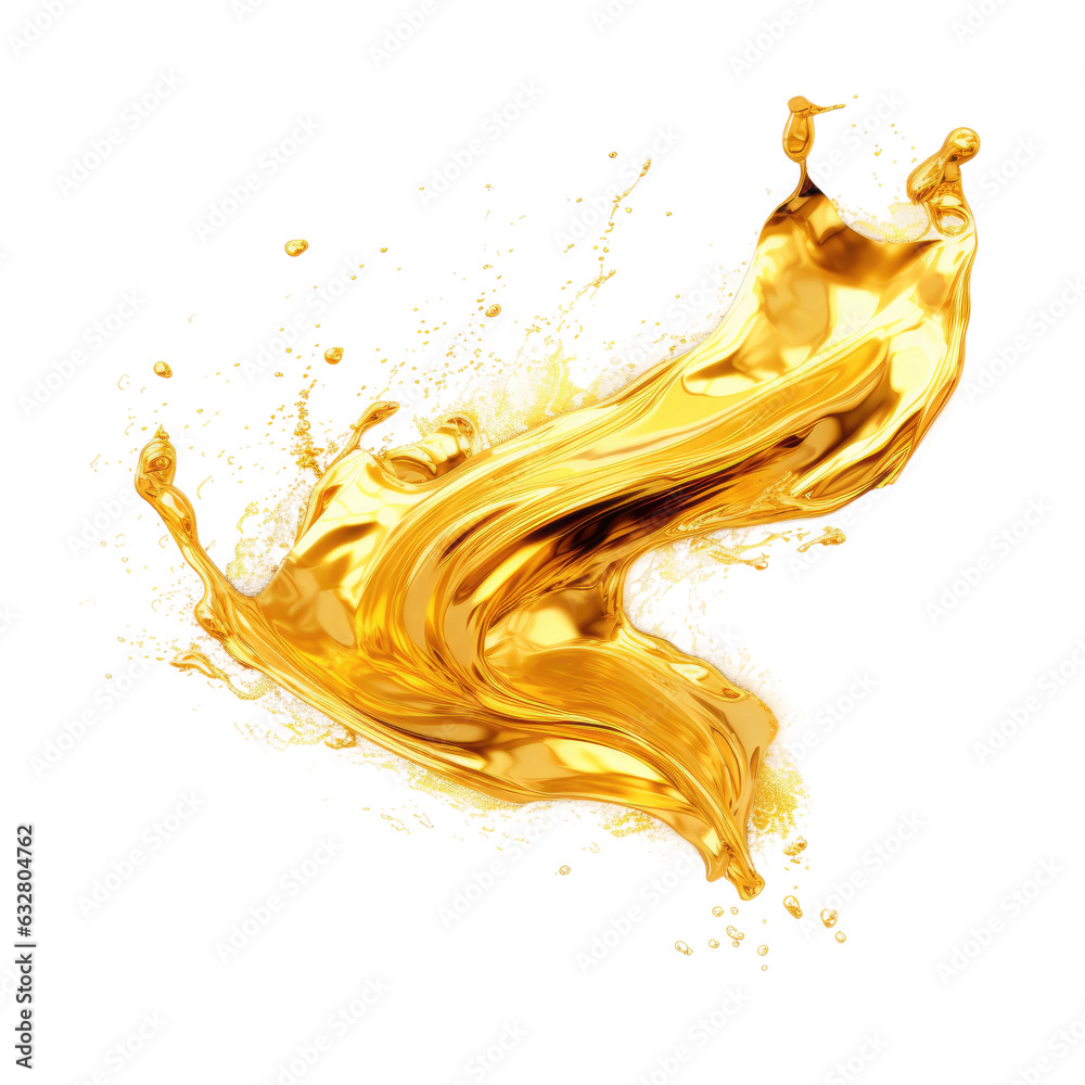 Canvas Prints liquid gold leaf flakes splash frozen in an abstract futuristic 3d texture isolated on a transparent