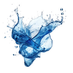 liquid blue sapphire splash frozen in an abstract futuristic 3d texture isolated on a transparent background, generative ai