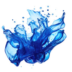 liquid blue sapphire splash frozen in an abstract futuristic 3d texture isolated on a transparent background, generative ai