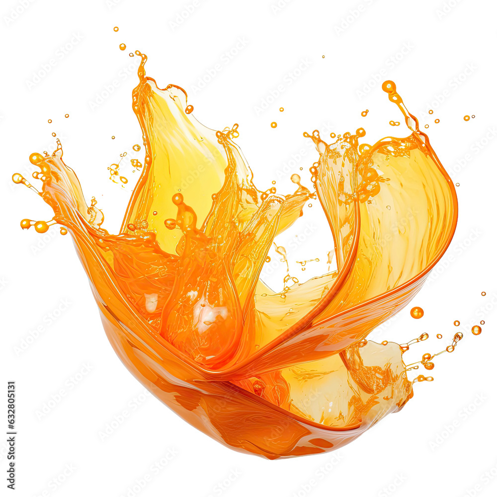 Sticker liquid tangerine dreams frozen in an abstract futuristic 3d texture isolated on a transparent backgr