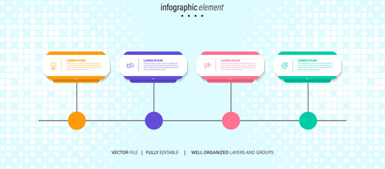 Modern infographic template with 4 steps. Business circle template with options for brochure, diagram, workflow, timeline, web design. Vector EPS 10
