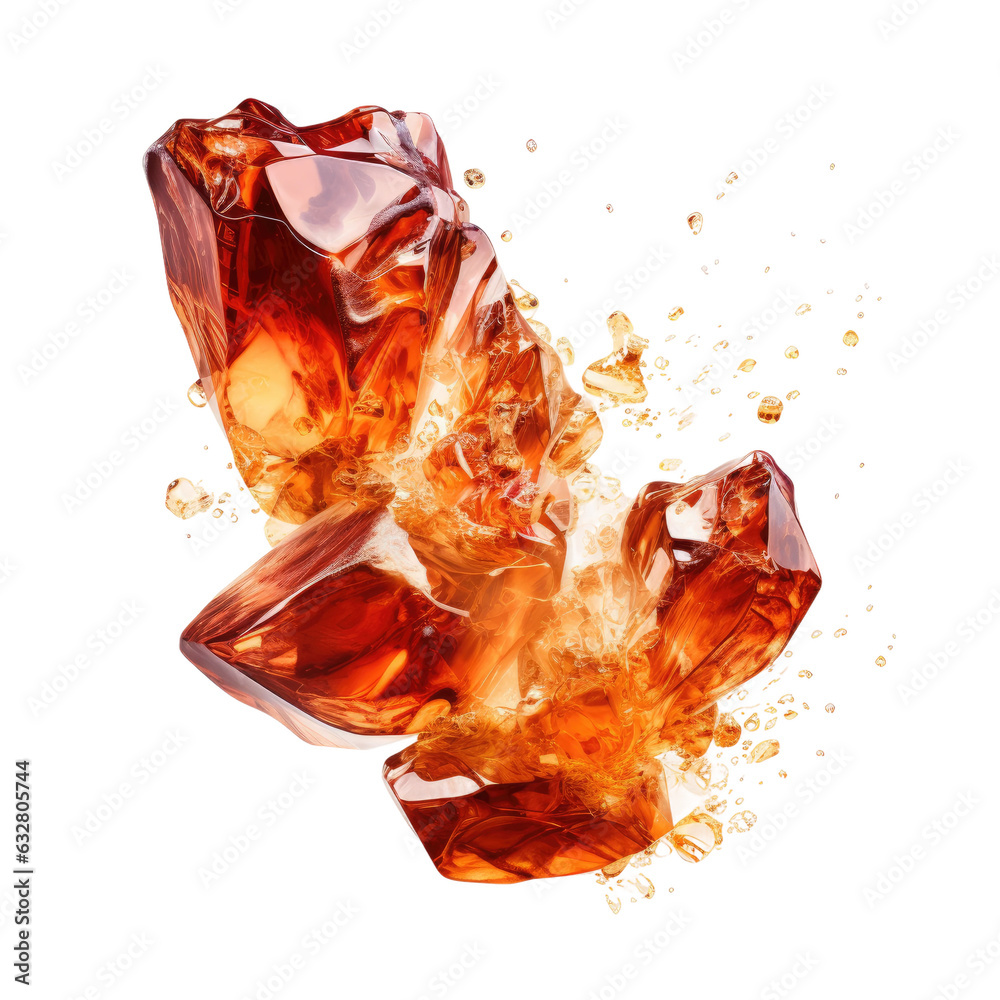 Wall mural shimmering gemstone nectar frozen in an abstract futuristic 3d texture isolated on a transparent bac