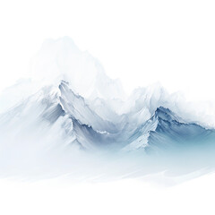 shimmering misty mountains frozen in an abstract futuristic 3d texture isolated on a transparent background, generative ai
