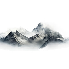 shimmering misty mountains frozen in an abstract futuristic 3d  isolated on a transparent background, generative ai