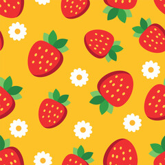 Cute sweet strawberry pattern. Spring-summer illustration of strawberries, repeats the wallpaper. Pink background. Vector of seamless pattern.