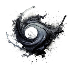 swirling galaxy ink frozen in an abstract futuristic 3d texture isolated on a transparent background, generative ai