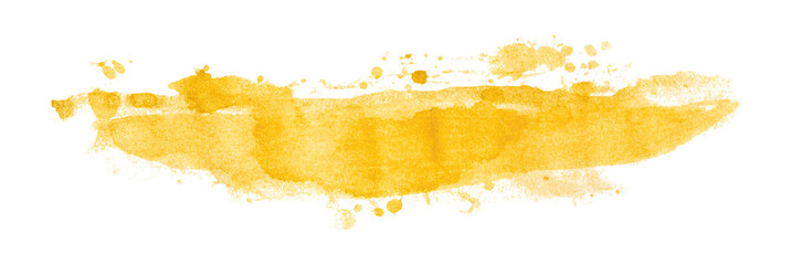 Yellow watercolor background. Artistic hand paint. Isolated on transparent background.