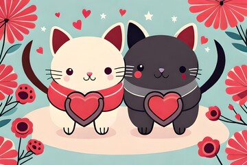 Valentine card in kawaii style generated by AI tool