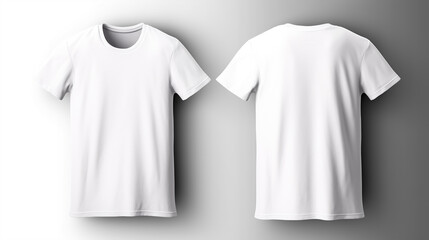 Blank white t-shirt mockup, front and back view