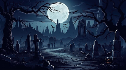 hallowen haunted graveyard
