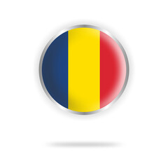 romania flag circle design with transparent background silver frame