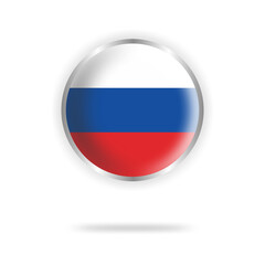 russia flag circle design with transparent background silver frame