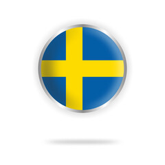 sweden flag circle design with transparent background silver frame