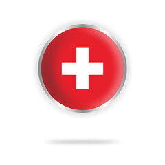 switzerland flag circle design with transparent background silver frame
