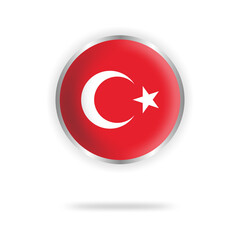 turkey flag circle design with transparent background silver frame