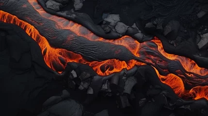 Papier Peint photo Texture du bois de chauffage black volcanic lava texture