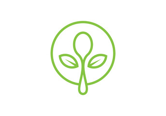 spoon leaf tree combination logo design. icon symbol for health restaurant food